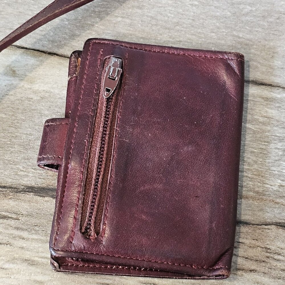Vintage 80s Oxblood Leather Saddle Bag Purse‎ W Wallet Half Moon Brazil Boho - Picture 16 of 16
